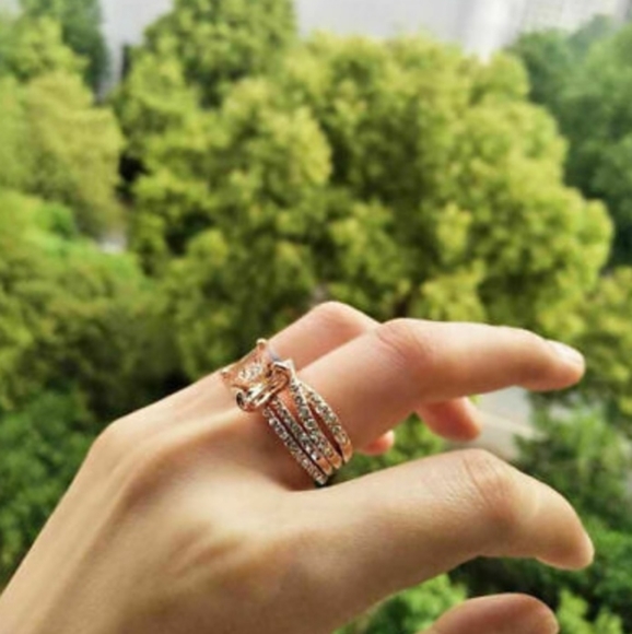 Emerald Cut Citrine and Diamond Triple Band Ring - Picture 7 of 8